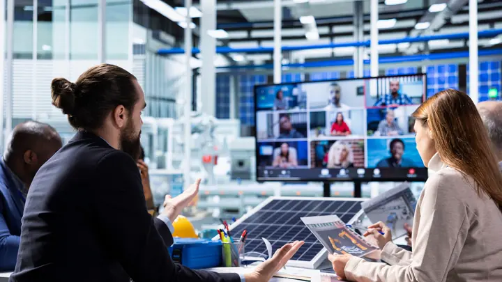 Remote offshore QA team collaborating over video call